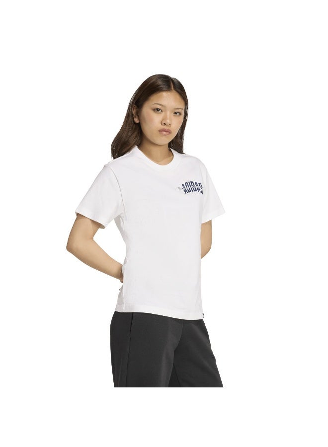 Adidas W Colleg T White Graphic Tee (Short Sleeve) T-Shirts For Women - Image 4